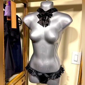 Agent provocateur satin panty with matching garter